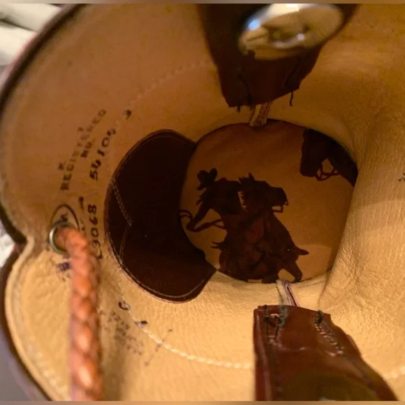 Leather Mini Bucket Bag by Justin Boots Western Star Concho VTG - Picture 11 of 11